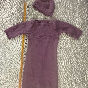Hand Knit Baby Gown & Hat Cottagecore